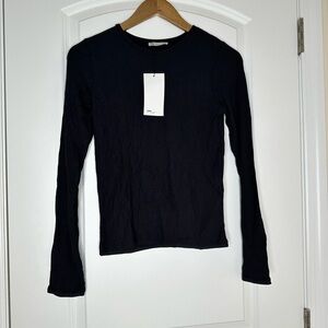 NWT Y2K Black Ribbed Long Sleeve Basis Layering Piece Top Goth Witchy  Large